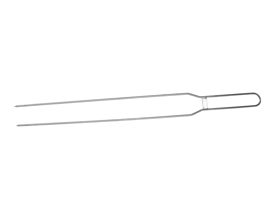 Forchetta Bandeira inox 304 per churrasco — punta biforcuta per salsicce e carne a tranci RZeta