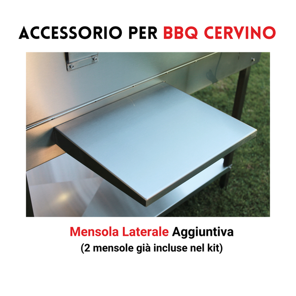 Mensola laterale aggiuntiva in acciaio inox per barbecue Cervino, accessorio pratico per cucina all'aperto