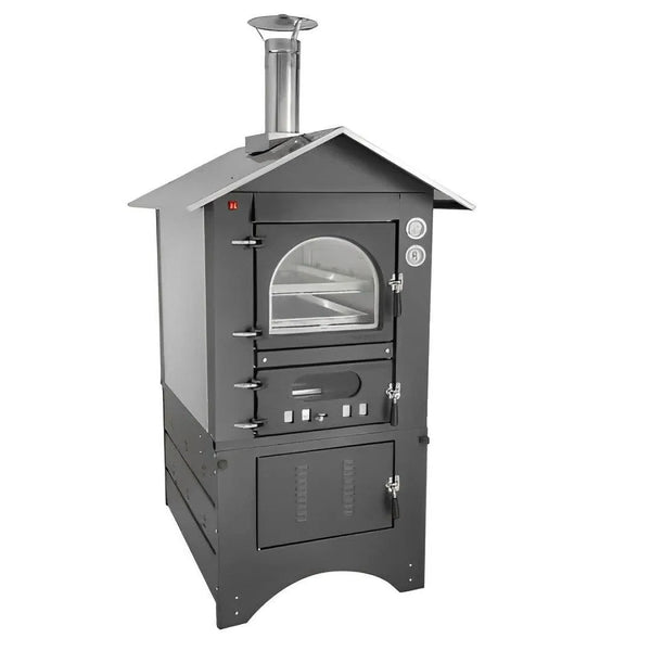 Forno a legna Clementi Master da esterno — tetto e pareti inox, cottura indiretta 3 piani