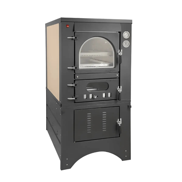 Forno a legna Clementi Master da incasso — sportello vetro con doppio termometro, inox