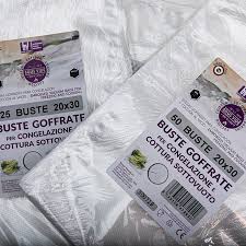 Buste coffrate in cotone sottovuoto per congelazione, ideali per conservare alimenti freschi e surgelati