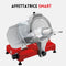 Affettatrice Smart professionale in acciaio inox con base rossa, per taglio preciso di salumi e formaggi.