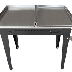 Griglia piastra in acciaio inox per barbecue e cucina professionale, con doppia superficie di cottura