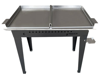 Griglia piastra in acciaio inox per barbecue e cucina professionale, con doppia superficie di cottura