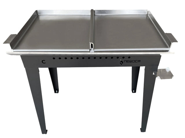 Griglia piastra in acciaio inox per barbecue e cucina professionale, con doppia superficie di cottura