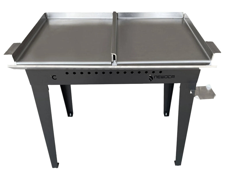 Griglia piastra in acciaio inox per barbecue e cucina professionale, con doppia superficie di cottura
