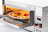 Pizza in cottura su pietra refrattaria forno pizza elettrico CF Inox — crosta croccante a 350°C