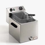 Friggitrice CF Inox FE-10-R con cestello estraibile — vista laterale, vasca inox 304 smontabile