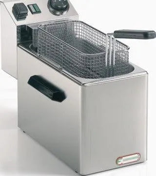 Friggitrice CF Inox FE04 2200W 4 litri — vasca inox con zona fredda e cestello estraibile