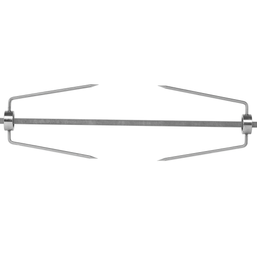 Fermapolli inox 304 su asta quadra girarrosto RZeta — ancoraggio pollo intero durante cottura
