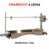 Girarrosto a legna in acciaio inox modello Echo 1 Asta per barbecue professionale e privato