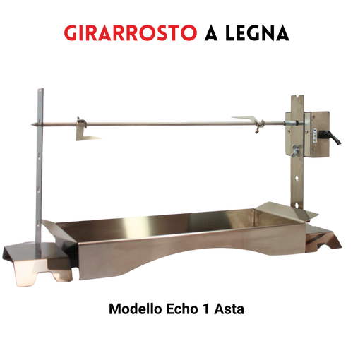 Girarrosto a legna in acciaio inox modello Echo 1 Asta per barbecue professionale e privato