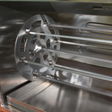 Girarrosto in acciaio inox con spiedi e griglia per barbecue professionale
