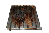 Griglia in acciaio inox usata per barbecue con residui di cottura