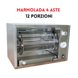 Girarrosto elettrico professionale Marmolada 4 aste RZeta — 12 porzioni, inox 304, vetro temperato