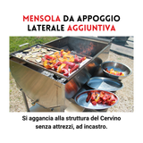 Mensola laterale aggiuntiva per barbecue in acciaio inox con verdure grigliate, facile da agganciare al Cervino
