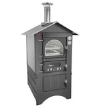 Forno a legna Clementi Master da esterno — tetto e pareti inox, cottura indiretta 3 piani