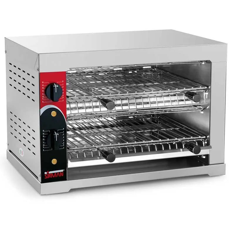 Tostone Sirman 2 piani 3600W — forno mini-grill a doppio piano, inox 304, 6 pinze totali