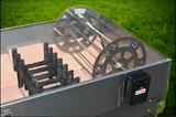 Girarrosto in acciaio inox con motore elettrico RZeta per barbecue professionale all'aperto