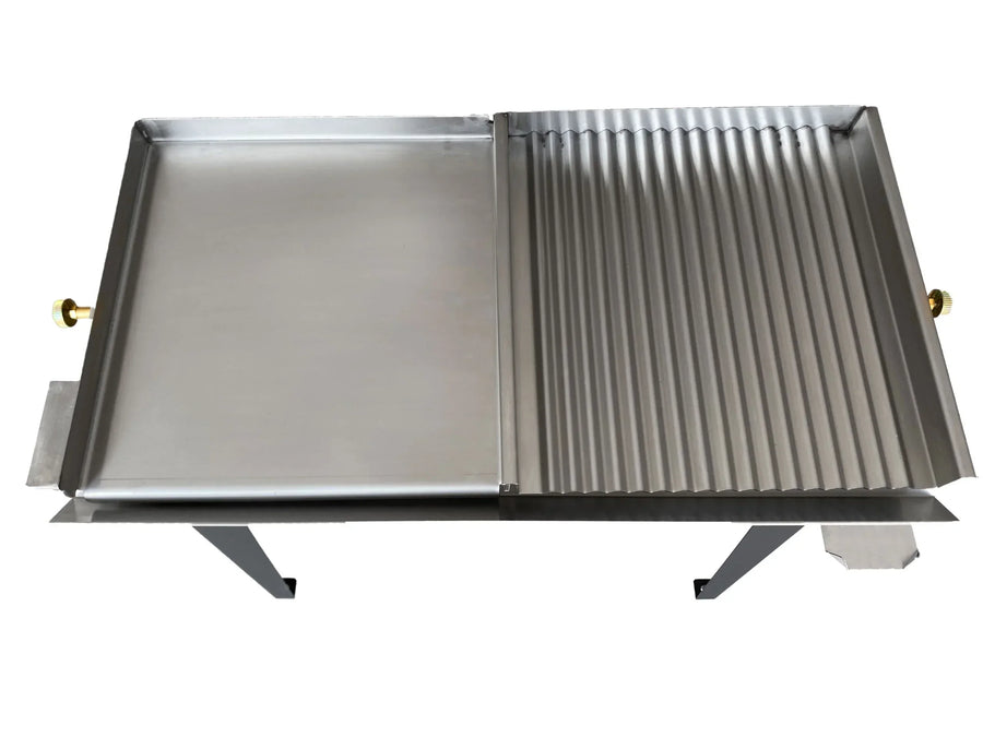 Piastra a gas Newocm Celsius 80cm versione doppia mista — un lato liscio e uno ondulato