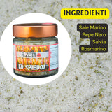 Ingredienti salamoia Lo Spiedo RZeta — sale marino, pepe nero, salvia e rosmarino essiccati