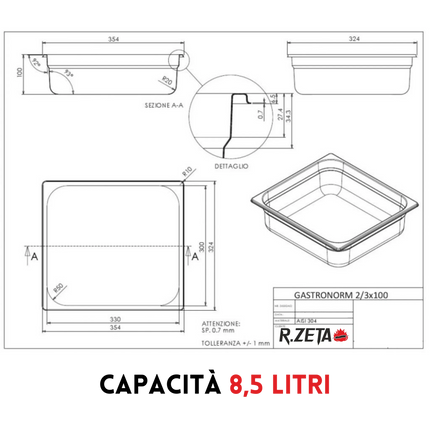 Teglia Gastronorm 2/3 - RZeta 