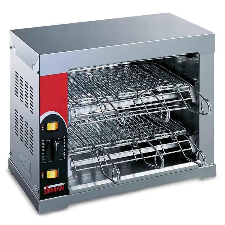 Tostiera Sirman 12Q a 3 pinze su 2 piani — 3600W, 6 pinze totali, inox 304, alta produzione