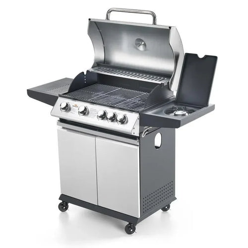 Barbecue a gas Sirman X3 stile kettle — 3 fuochi, griglia inox, coperchio e ripiani laterali