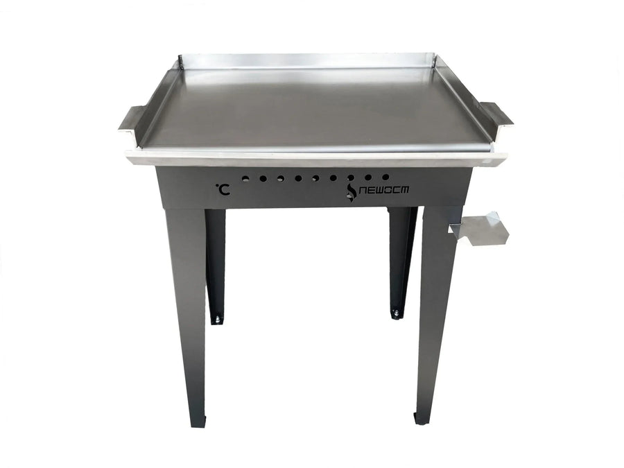 Piastra a gas inox Newocm Celsius 60x40 cm — piano liscio, bruciatore GDM brevettato, spessore 5mm