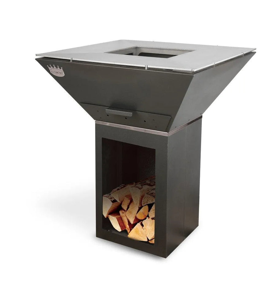 BBQ a legna Clementi Colorado antracite con vano legna — finitura verniciata nera