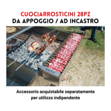 Cuociarrosticini 28pz da appoggio/ad incastro per barbecue, ideale per carne su griglia all'aperto