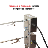 Dettaglio doppio motoriduttore girarrosto Echo RZeta — due motori 6W su staffa inox 304