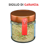 Sigillo di garanzia salamoia Il Pesce RZeta — barattolo vetro con coperchio blu sigillato