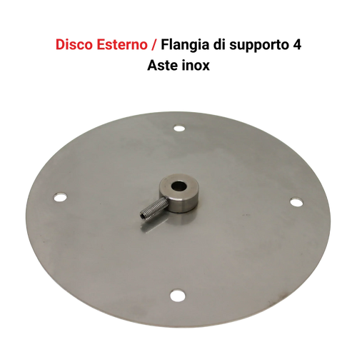 Disco esterno inox 304 a 4 fori per girarrosto Cadore RZeta — supporto aste laterale