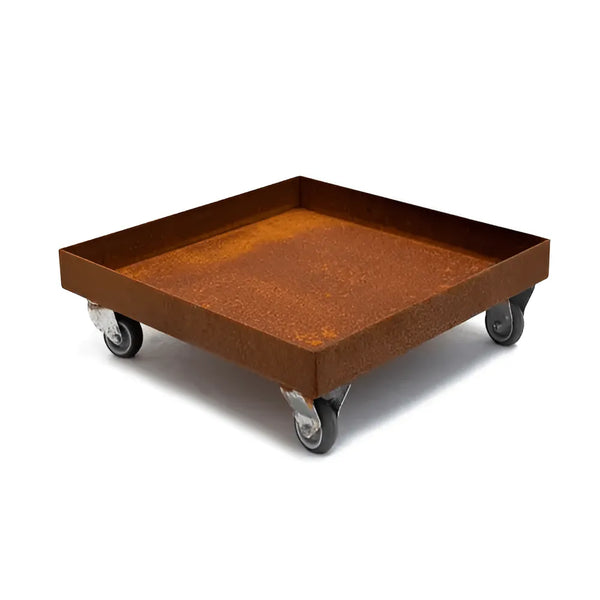 Carrello mobile in acciaio corten per BBQ Clementi Colorado — mobilità in giardino o terrazza