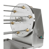 Girarrosto professionale Cortina 6 aste RZeta — vista frontale inox 304 con 6 spiedi