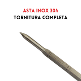 Asta quadra inox 304 con tornitura completa 30mm — per girarrosto Echo e MiniCadore RZeta
