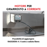 Motore elettrico per girarrosto a corrente in acciaio inox con cavo alimentazione e interruttore