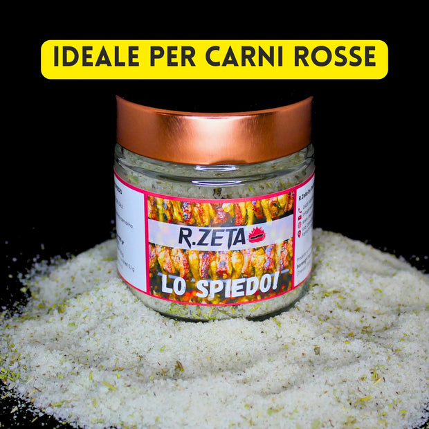 Sale aromatizzato R.Zeta 'Lo Spiedo!' ideale per carni rosse, con erbe e spezie per barbecue