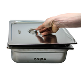 Vassoio in acciaio inox con coperchio R.ZETA, ideale per cucina professionale e catering