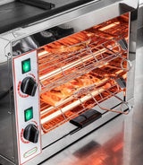Tostiera professionale CF Inox T920 con pizza in cottura — griglie regolabili inox 304
